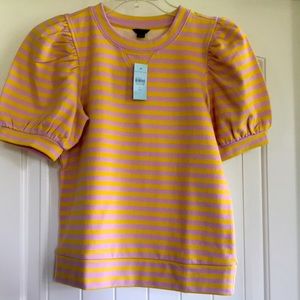 Ann Taylor Puffy Sleeve Striped Top petite Small